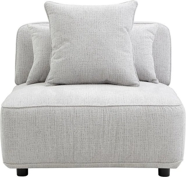 Lelaco Sessel mit gerader Rückenlehne und Armlehnen in Lichtgrau aus Chenille-Stoff, Höhe: 91 cm, Breite: 105 cm, Tiefe: 74 cm - Bild 1