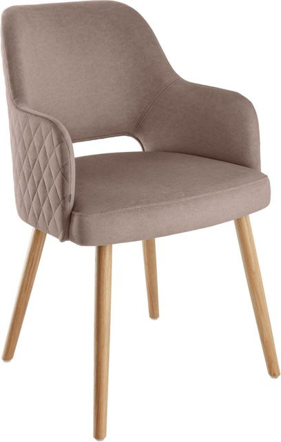 VEGA Stuhl Rombo aus Samt in Beige mit Eichengestell, B/T/H: 46 x 47 x 85 cm - Bild 1