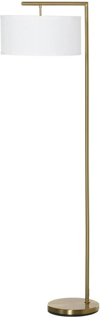 HOMCOM Stehlampe modern aus Stahl und Leinen in Weiß und Gold mit E27 Sockel, B/T/H: 47 x 37 x 153 cm - Bild 1