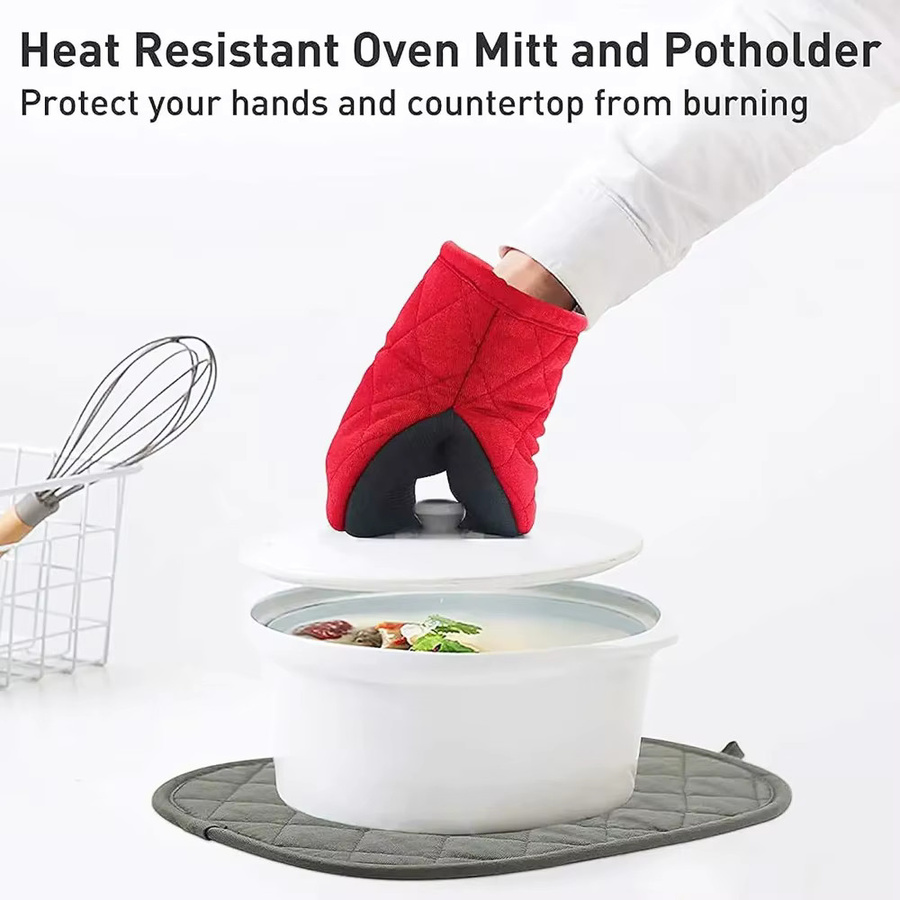 Hitzebeständige und rutschfeste Ofenhandschuhe von FEB.WIND in Rot zum Backen und Grillen - Bild 4