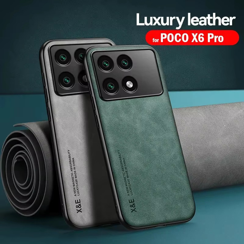 Poco X6 Pro Magnetische Leder Hülle in Blau mit Auto Halterung und Stoßfestem Schutz - Bild 2