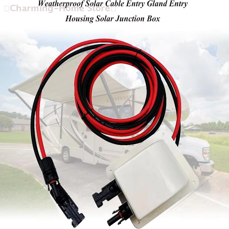 Wetterfeste Solarstecker-Eingangsverschraubung mit Verlängerungskabel, IP68 wasserdichtes Gehäuse für Wohnmobile, Dach und PV-System, Farbe: Weiß - Bild 4