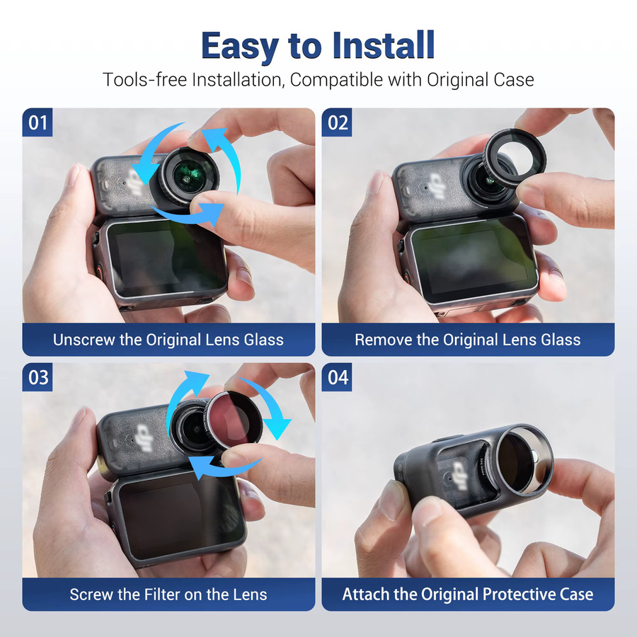 JJC Kamerafilter-Set für DJI Osmo Nano in Schwarz mit ND, CPL, UV, Black Mist und 4-Punkt-Sternfilter - Bild 4