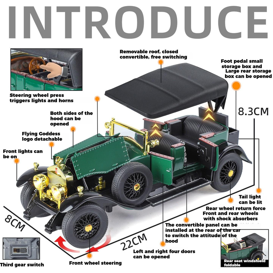 Maisto Rolls Royce Phantom I 1925, Modellauto, 1:24, Metall, mit Licht und Sound, ab 14 Jahren - Bild 2