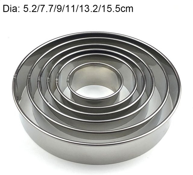 6er Set runde Kuchenringe aus Edelstahl in Silber für Mousse, Cookies und DIY Backformen, Durchmesser: 5 cm, 7 cm, 9 cm, 11 cm, 13 cm und 15 cm - Bild 1