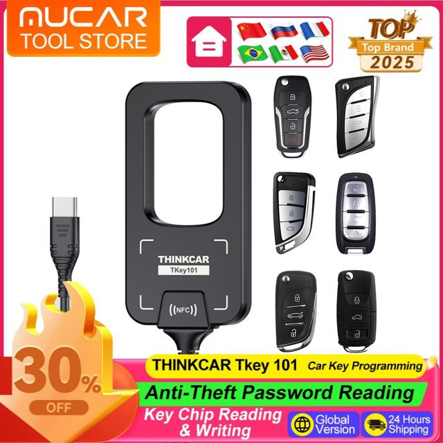 THINKCAR TKEY 101 Autoschlüssel-Programmierer in Schwarz mit 6 Fernbedienungsschlüsseln und IMMO-Programmierwerkzeugen für Thinkcar 689BT, Mucar 892BT und VO8 - Bild 1