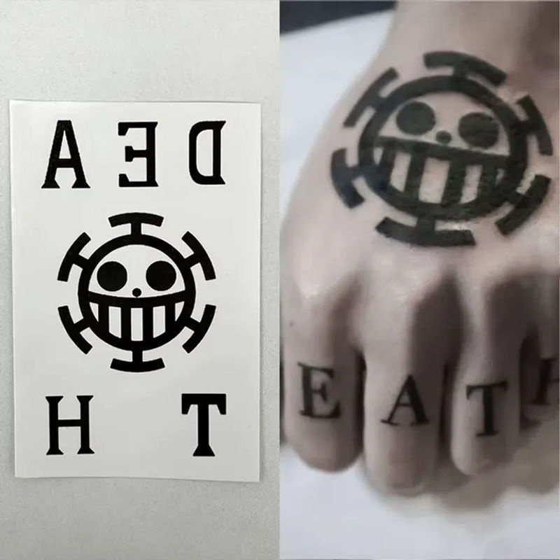 Bandai One Piece Anime Tattoo-Aufkleber Ace und Whitebeard in Schwarz als wasserfeste Cartoon-Sticker für Cosplay und Dekoration - Bild 6