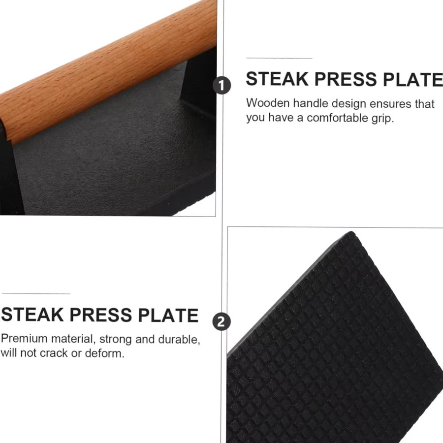 FEB.WIND Gusseisen-Grillpresse in Schwarz, runde Steak- und Burgerpresse mit Griff für Grill und Küche - Bild 2