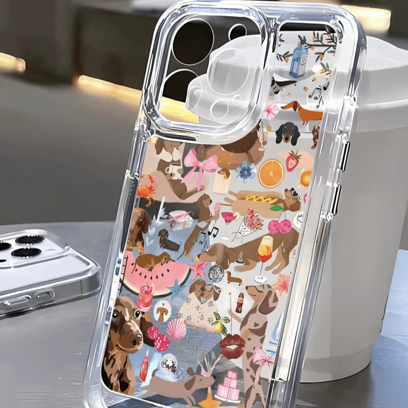 Transparente Handyhülle mit bemaltem Dackel-Aufdruck für Apple iPhone 17, 16, 15 Pro, Max und Plus Serien - Bild 3