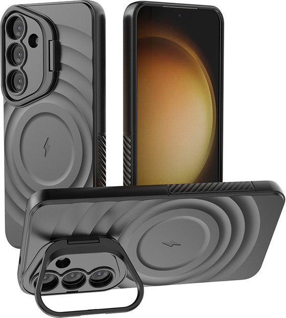 Magnetische Schutzhülle für Samsung Galaxy S25 Ultra und Galaxy S25 Plus mit Objektivhalter und Standfunktion in Schwarz - Bild 1