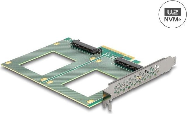 Delock PCI Express 4.0 x8 Karte zu 2 x intern U.2 NVMe SFF-8639 mit Bifurcation, Artikelnummer 90162, Breite: 14,4 cm, Tiefe: 12,2 cm - Bild 1