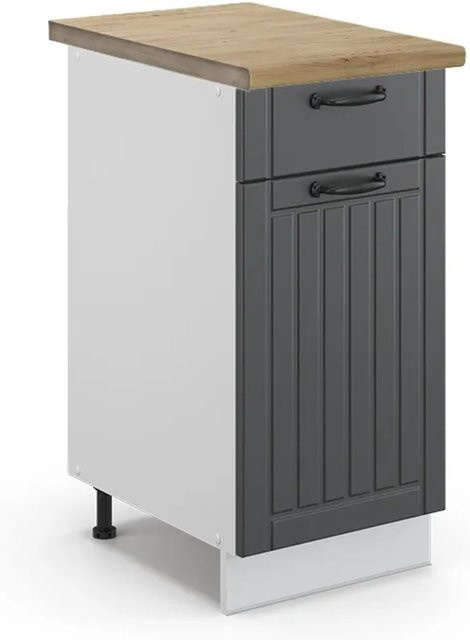 Vicco Küchenunterschrank Fame-Line in Anthrazit und Weiß mit Eiche-Optik im Landhausstil, B/T/H: 40 x 60 x 82 cm - Bild 1