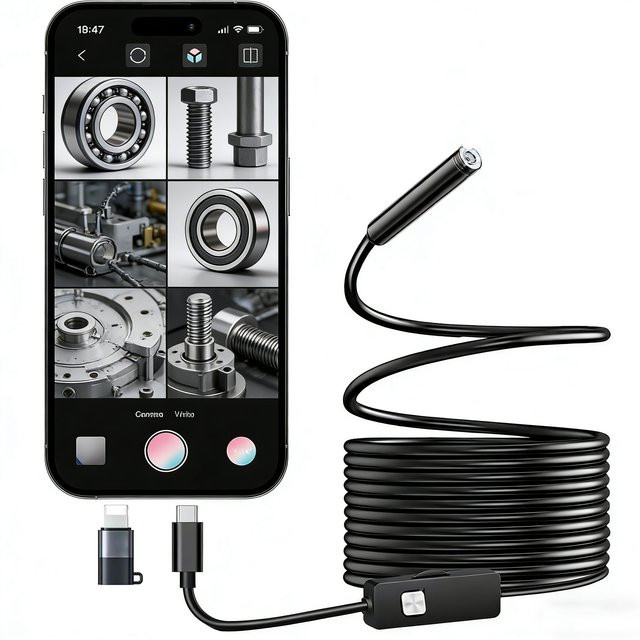 XinFe USB-C Endoskopkamera mit 1920P HD Auflösung und 8mm Inspektionslinse für iOS und Android in Schwarz - Bild 1