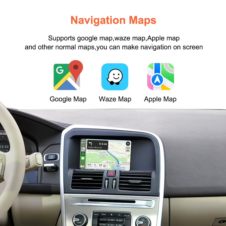 Bonroad Wireless Carplay und Android Auto Nachrüstkit für Volvo V40 V60 S60 XC60 V70 XC70 S80 (2010-2015) mit 7 Zoll Bildschirm in Schwarz - Bild 5