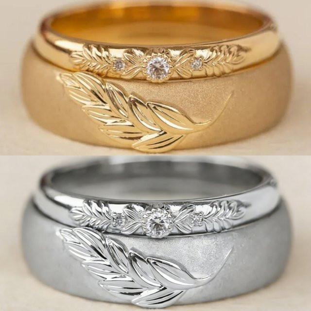 2-teiliges Ring-Set Vintage, Zirkonia, Gold, Damen - Bild 1