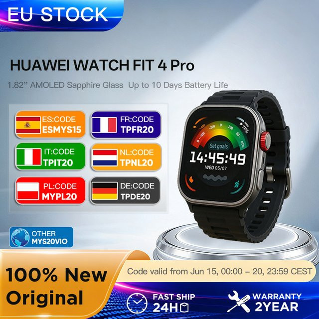 Huawei WATCH FIT 4 Pro Smartwatch mit 1,82 Zoll Display in Blau oder Schwarz - Bild 1