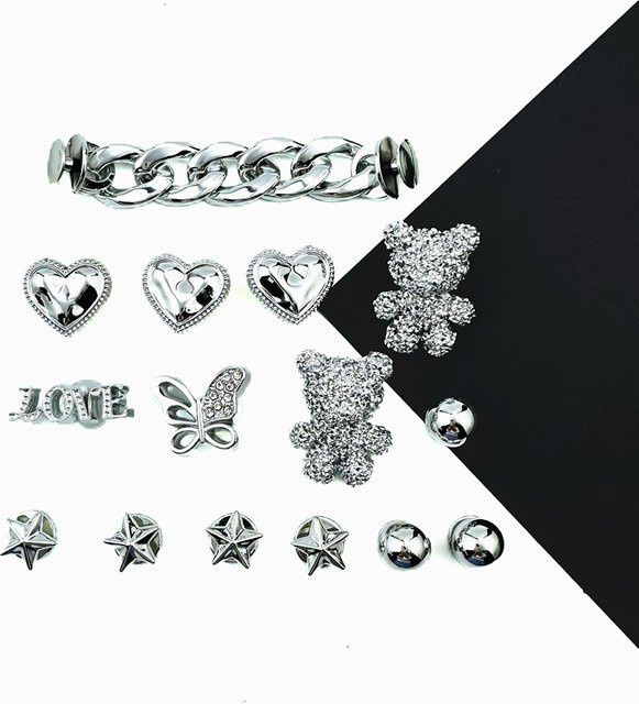 FHLDING Schuh Charm Set, Silber, Bär, Schmetterling, Herzförmig - Bild 1