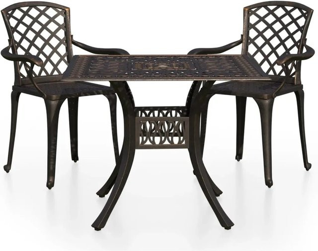 vidaXL 3-teiliges Bistro-Set aus Aluminiumguss in Bronze für den Außenbereich - Bild 1