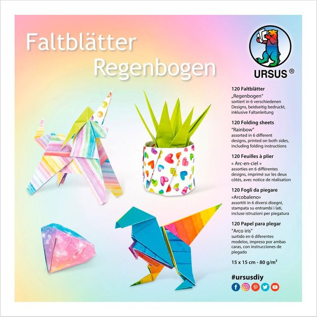 URSUS Faltblätter Rainbow Collection Multicolor B/H: 15 x 15 cm - Bild 1