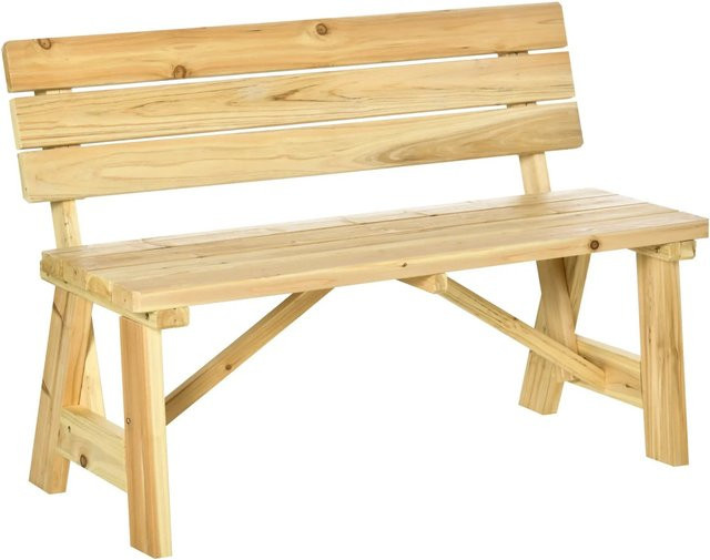 Outsunny Gartenbank aus Kiefer und Tannenholz in Natur, B/H/T: 116 x 80 x 56 cm - Bild 1