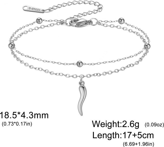 Charm-Armband Edelstahl, Rot, Perle, Damen, 17-22 cm - Bild 1