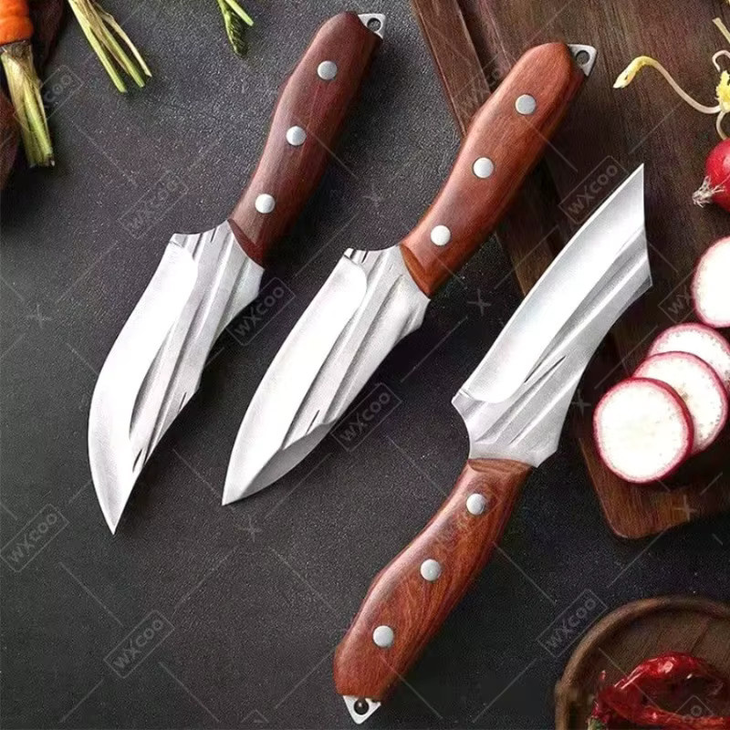 WXCOO Handgeschmiedetes Küchenmesser mit Holzgriff als Fleisch-, Fisch- und Gemüsehackmesser - Bild 2