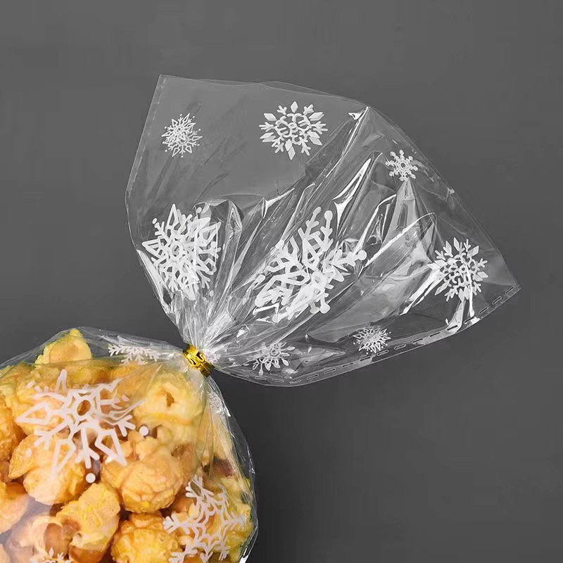 Transparente Schneeflocken Kunststoff-Verpackungstaschen für Weihnachts-Süßigkeiten, Cookies und Popcorn, 100 Stück - Bild 3