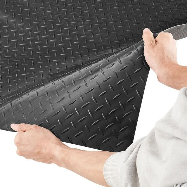 Rutschfeste Garagenbodenmatte aus PVC mit Diamantstruktur in Schwarz, B: 121,92 cm, L: 304,8 cm, Dicke: 2,2 mm - Bild 1
