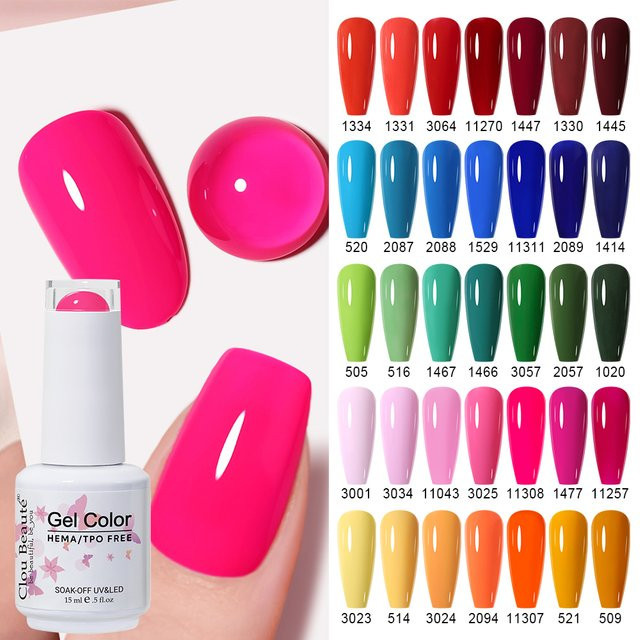 Clou Beaute Summer Bright Gel Lack, Hot Pink Orange, 15 ml - Bild 1