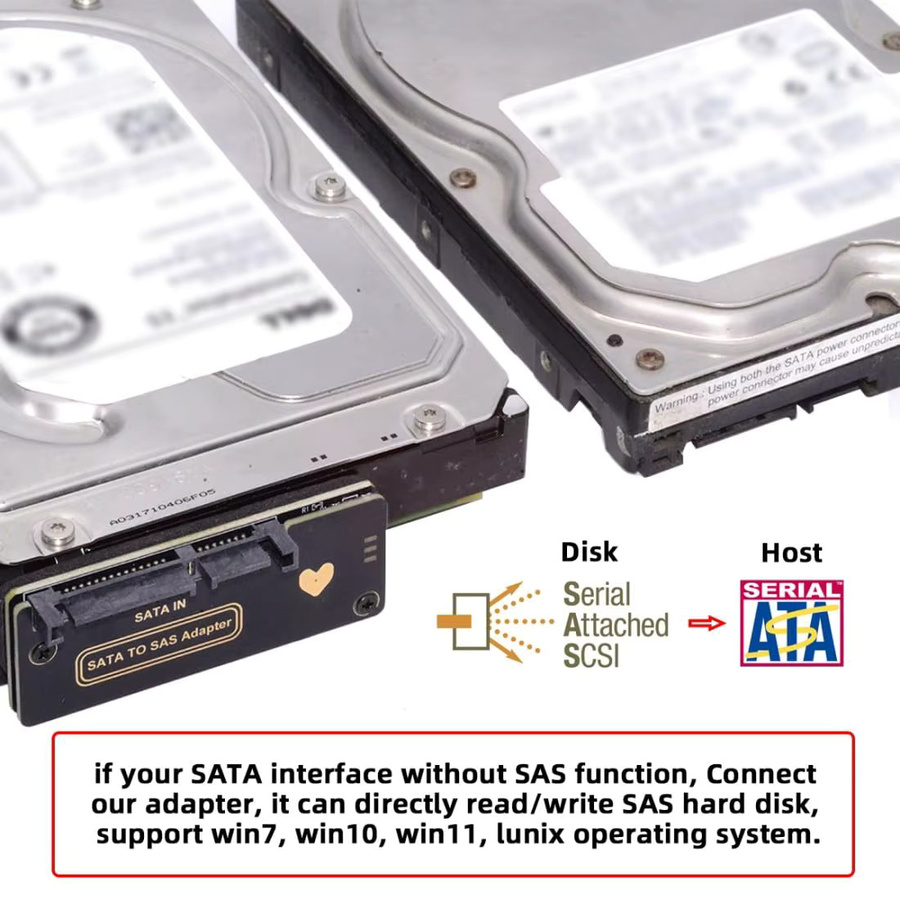 JoniSerl SATA zu SAS Adapter für 2,5 und 3,5 Zoll SFF-8482 SAS Festplatten zu Motherboard SATA Konverter in Schwarz - Bild 3