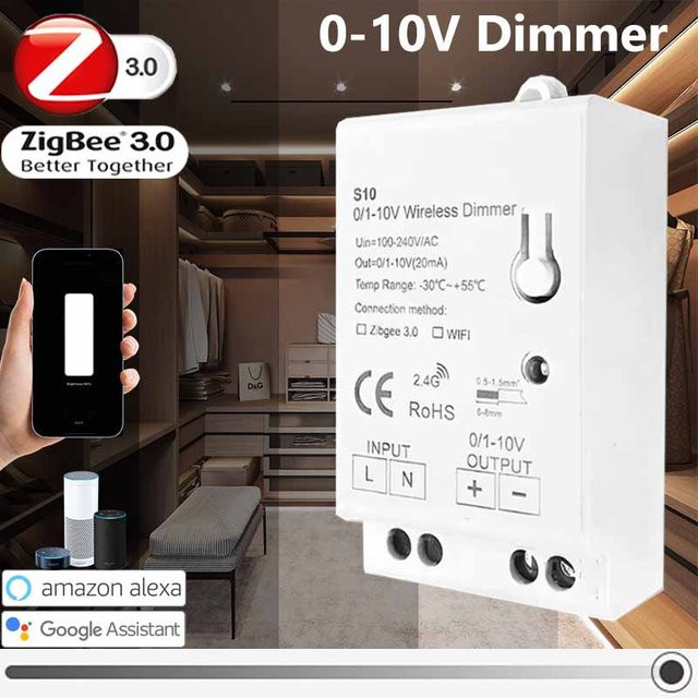 YSRSAI Zigbee 3.0 LED Dimmer Controller für Lichtstreifen mit 0-10V und 1-10V Steuerung, Tuya App und Sprachsteuerung via Alexa - Bild 1