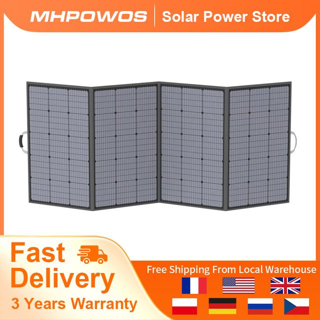 MHPOWOS Faltbares Solar-Ladegerät Schwarz, Wasserdichtes Tragbares Solarpanel für Camping, Wohnmobil und Garten - Bild 1