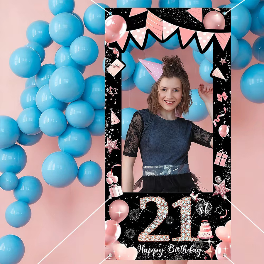 AFYPRTY Fotobox-Rahmen mit Diamant-Zahlen-Design in Multicolour aus Polyestergewebe für deine Geburtstagsfeier - Bild 2