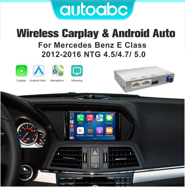 AUTOABC Kabelloses CarPlay und Android Auto Interface für Mercedes Benz E-Klasse W212 und E Coupe C207 (2012–2016) mit Mirror Link und AirPlay - Bild 1
