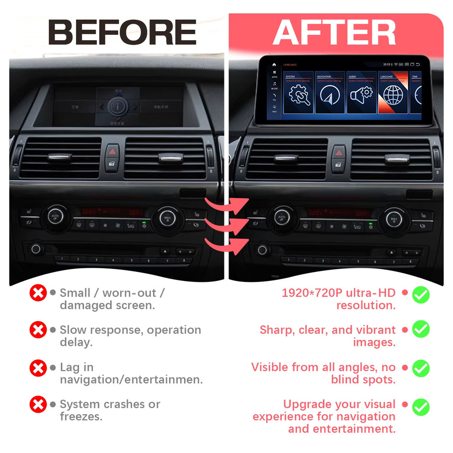DMDNAVI Android Autoradio mit 10,25 Zoll Display für BMW X5 E70 und X6 E71 (2007-2010), 64GB, 8G RAM, kabelloses CarPlay und Android Auto, 4G WiFi und GPS, Schwarz - Bild 2