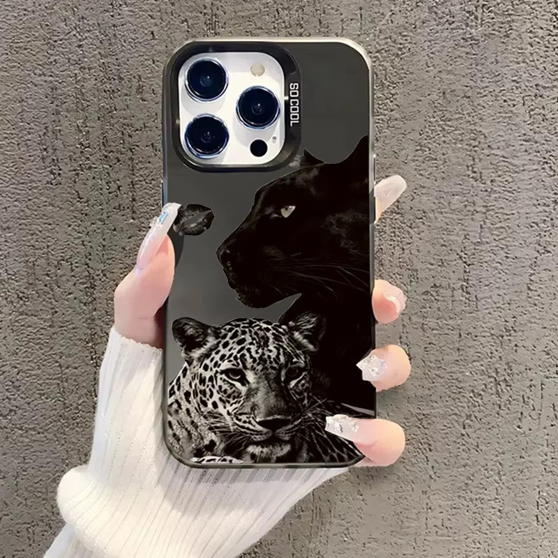 Silberne Handyhülle mit Leopardenmuster für Apple iPhone Modelle, galvanisiertes Design - Bild 3