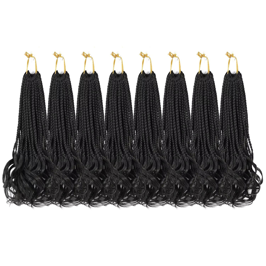 French Curl Crochet Braids Goddess Box Braids Häkelhaar, Synthetik - Bild 5