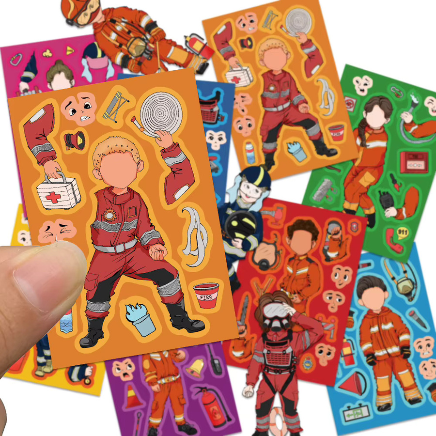 PickJoy Feuerwehrmann-Collage-Aufkleber, 8-teiliges Set, multicolor - Bild 2
