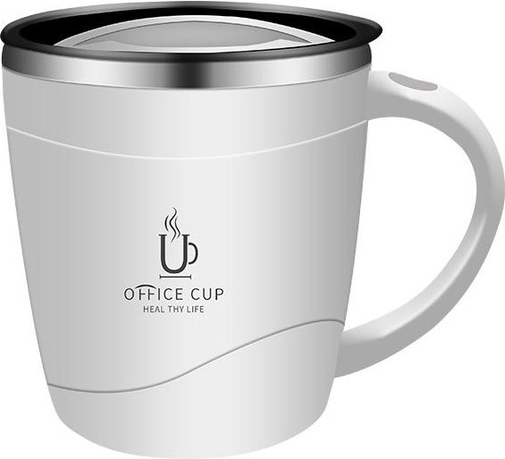 Isolierter Kaffeebecher aus Edelstahl 304 mit Deckel und Griff, doppelwandiger Kaffeebecher in Weiß, 500 ml - Bild 1