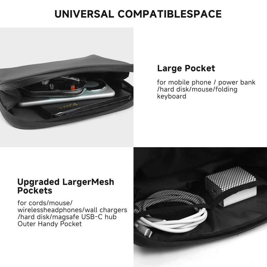 JOMAA Tastaturtasche in Schwarz mit Netztasche für faltbare Tastaturen und Zubehör - Bild 4