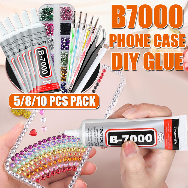 LOOLIFL B-7000 Transparenter Kleber mit Nagelkunst-Strasswerkzeugen für DIY-Maniküre, Schmuck und Bastelreparaturen, 25 ml - Bild 1