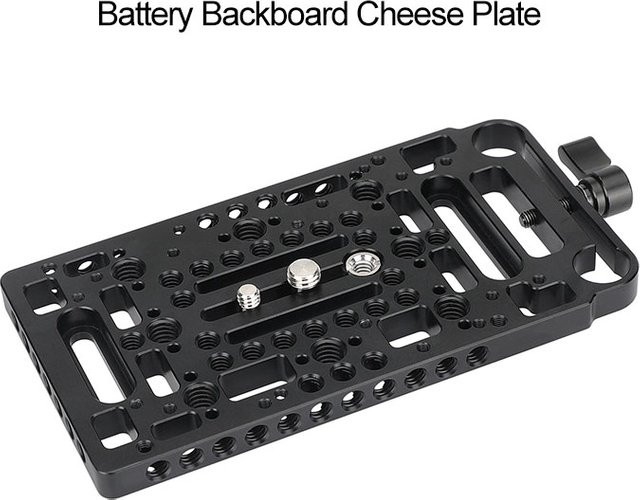 CAMVATE V-Mount Batterieplatte Käseplatte mit 15 mm Stangenklemme in Schwarz als einteiliger Power Splitter Adapter für V-Lock Netzteile - Bild 1