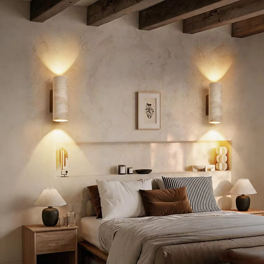 Feiyunlux LED Wandleuchte aus Stein in Beige und Gelb für Schlafzimmer, Wohnzimmer und Treppenhaus - Bild 2