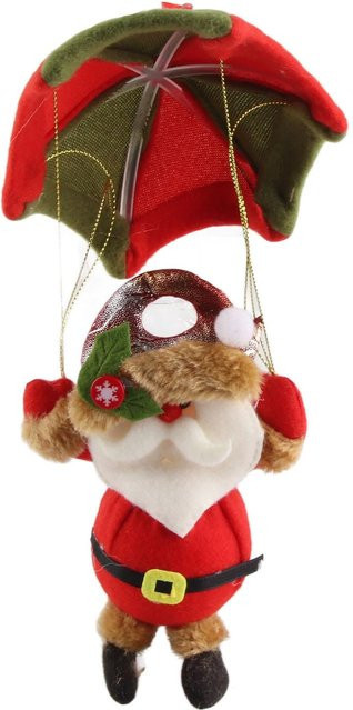CosyHome Weihnachtsdekoration Schneemann-Anhänger als Fallschirmspringer in Braun und Rot - Bild 1