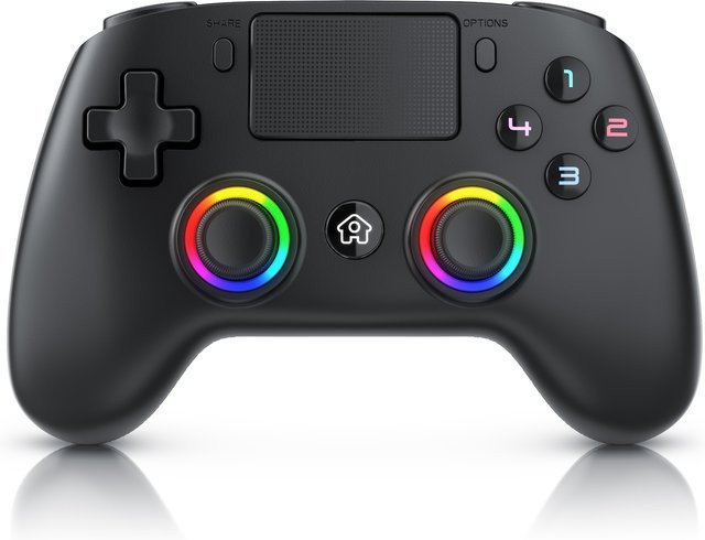 CSL Wireless Gamepad Set für PS4 und PC, 4er Pack, Schwarz, mit Dual Vibration, Touchpad und 3,5 mm Klinkenanschluss - Bild 1