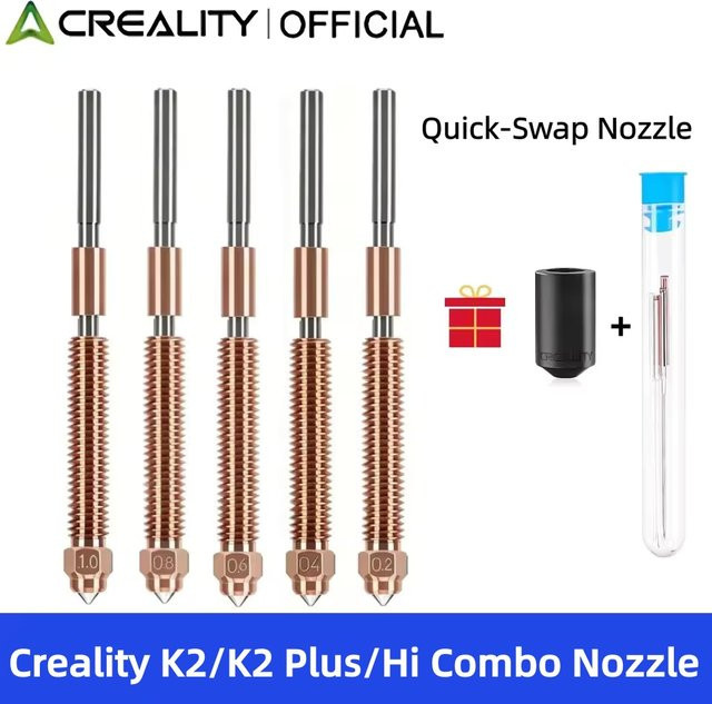 Creality Schnellwechsel-Düse und Bimetall-Hartstahl-High-Flow-Hotend-Kit für K2 und K2 Plus FDM 3D-Drucker, Farbe: Silber - Bild 1