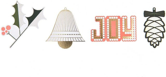 Rico Design Paper Poetry Christmas Geschenkanhänger mit Figuren in Gold und Multicolour, 8 Stück - Bild 1