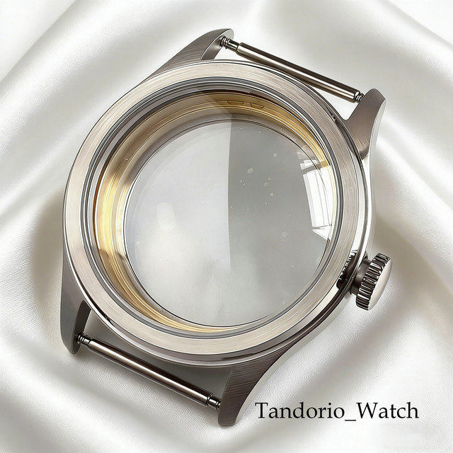Tandorio Uhrengehäuse Vintage, Saphirglas, Edelstahl, 38 mm, Silber, Unisex - Bild 1