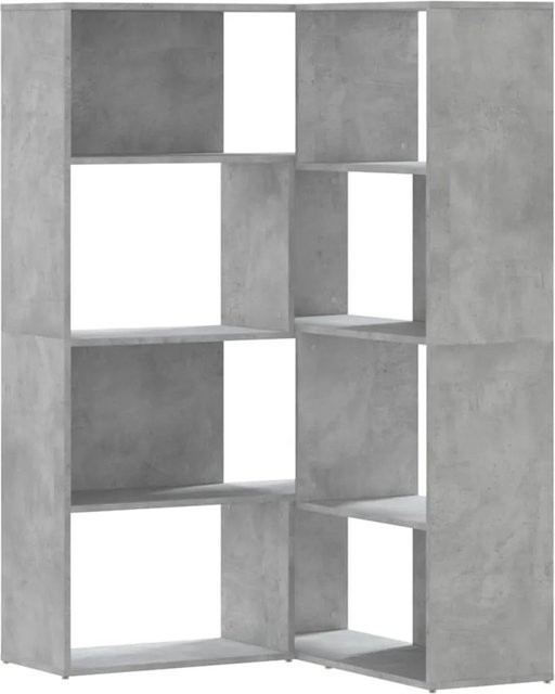 vidaXL Eck-Bücherregal mit 4 Böden in Betongrau, Industrial Design aus Holzwerkstoff, B/T/H: 85 x 85 x 140 cm - Bild 1