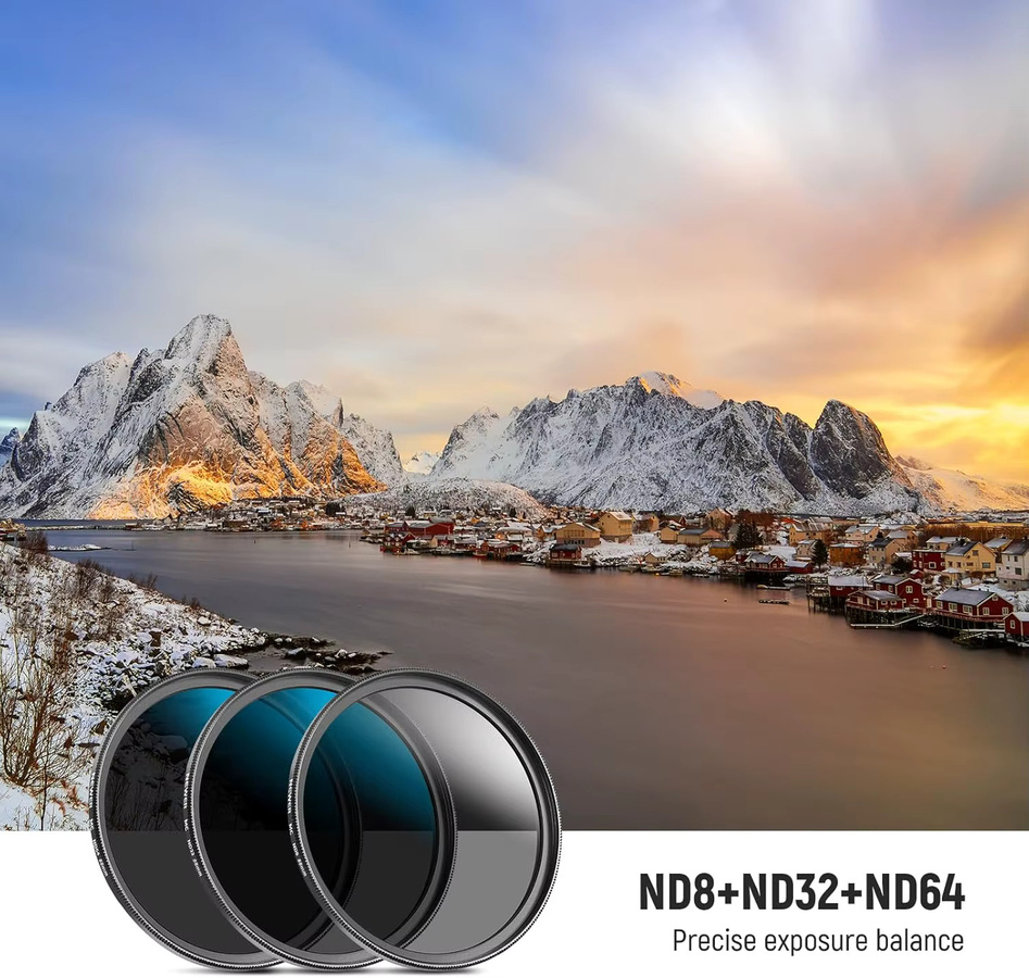 NEEWER ND-Filterset ND8/32/64 (3/5/6 Stopps) in Schwarz, mehrfach beschichteter Kameraobjektivfilter mit neutraler Dichte, 58 mm - Bild 2
